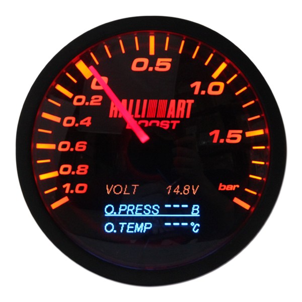 RALLIART DIGITAL LED 4 IN 1 BOOST/VOLT/PRESS/TEMP GAUGE, 60mm